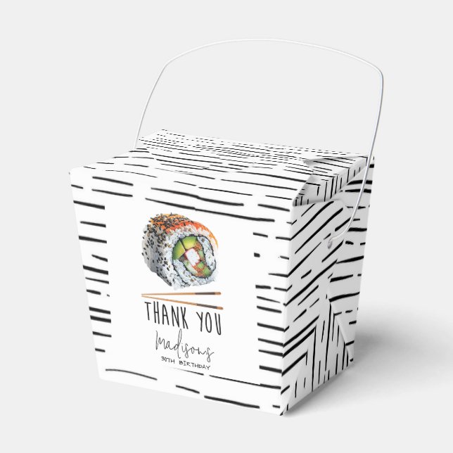 Schwarz-weiß Sushi Adult Geburtstag Geschenkschachtel (Vorderseite)