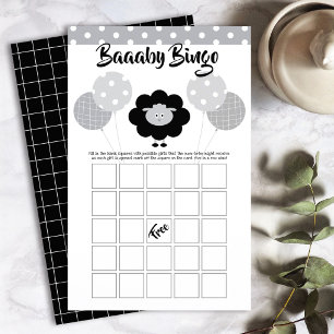 Schwarz Weiß Süßes Lamm Baby Shower Bingo Spielkar