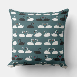 Schwarz-Weiß-Swans Kissen