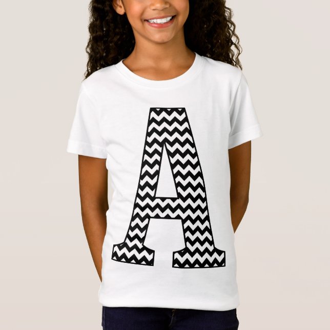 Schwarz-Weiß-T - Shirt eines Monogram-Girls Zickza (Vorderseite)