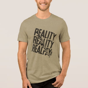 Schwarz-weiß-T-Shirt mit verzerrter Reality-Typogr Tri-Blend Shirt