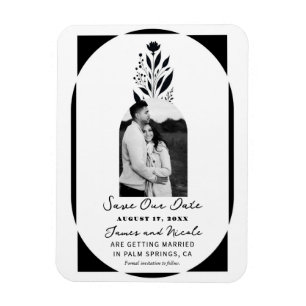 Schwarz-Weiß-Tal Blumen Moderne Save the Date Magnet