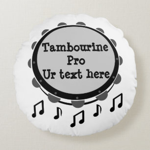 Schwarz-Weiß-Tambourin Rundes Kissen