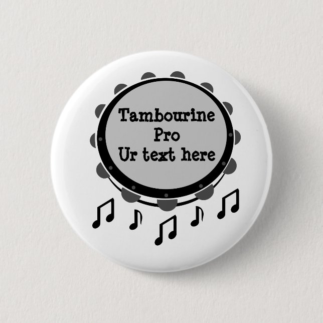 Schwarz-Weiß-Tambourine Button (Vorderseite)