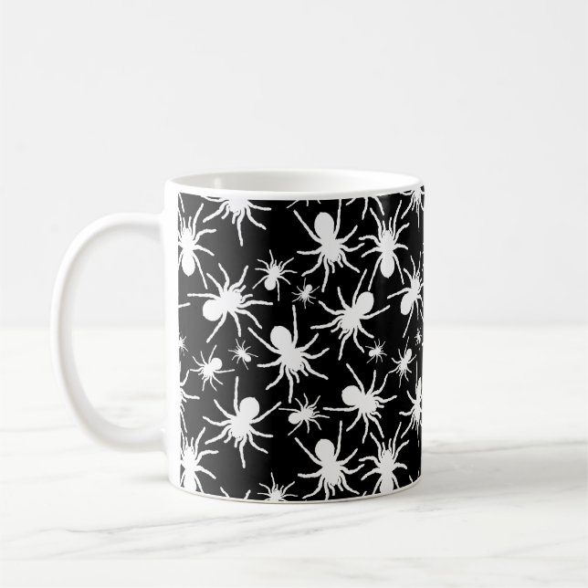 Schwarz-Weiß-Tarantula-Spinnenmuster Kaffeetasse (Links)