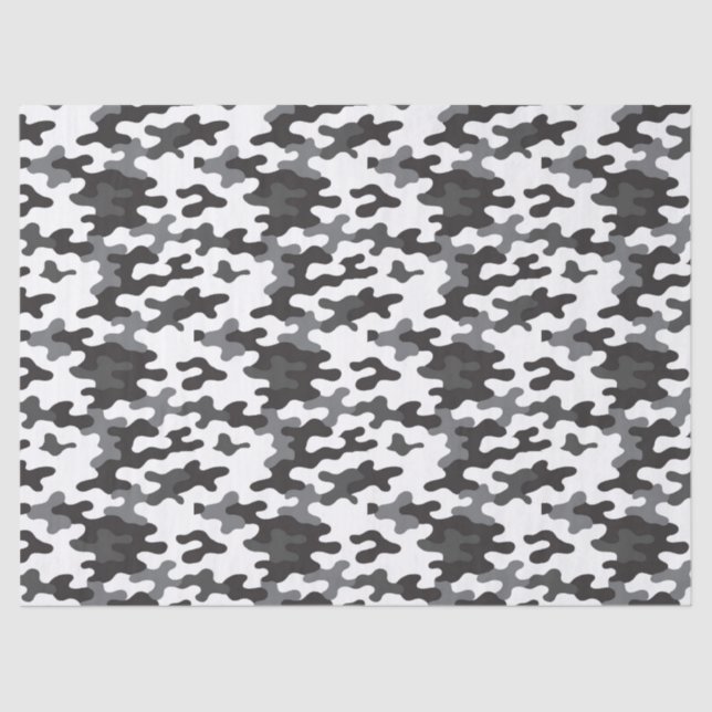 Schwarz-weiß-Tarnmuster Seidenpapier (Vorderseite)