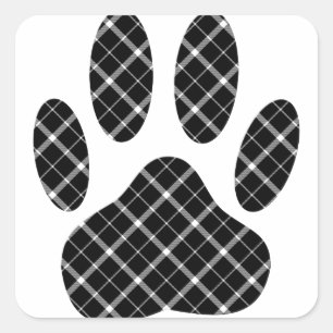 Schwarz-Weiß-Tartan-Hundepflaster Quadratischer Aufkleber