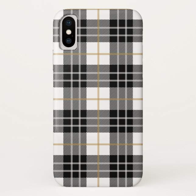 Schwarz-Weiß-Tartan kariert Case-Mate iPhone Hülle (Rückseite)