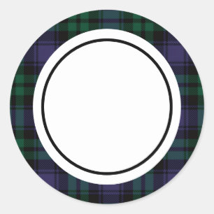Schwarz-Weiß-Tartan, Karo Runder Aufkleber