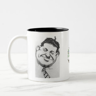 Schwarz-Weiß-Tasse mit Karikatur von Art Hofmann Zweifarbige Tasse