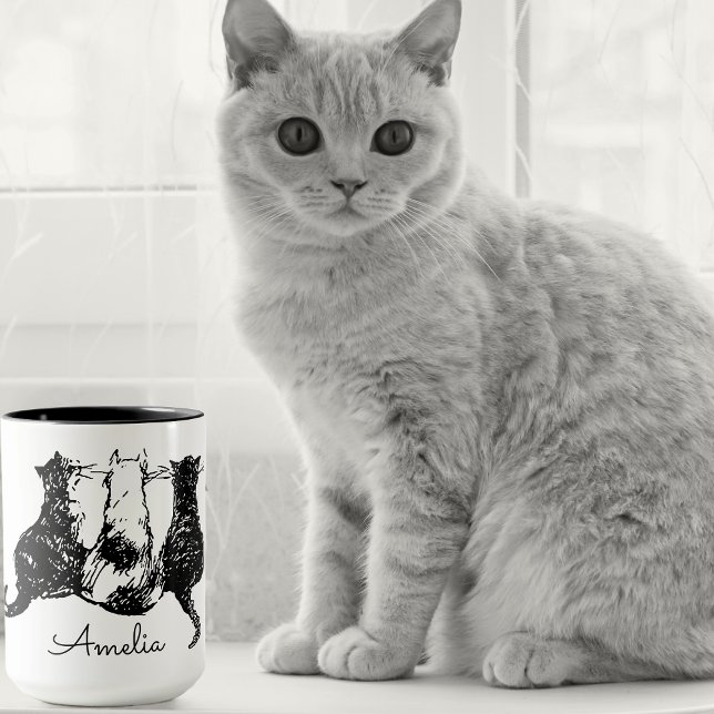 Schwarz-Weiß-Tasse Tasse (Personalized mugs for cat lovers 🐈‍⬛🐈😽
)