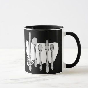 Schwarz-Weiß-Tasse zum Abendessen Tasse