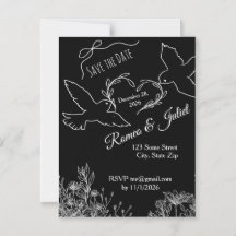 Schwarz Weiß Taube Save the Date Magnetkarte