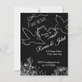 Schwarz Weiß Taube Save the Date Magnetkarte Magneteinladung