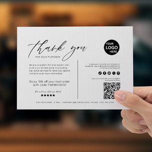 Schwarz-Weiß-Technik: Minimalistisches Geschäft Dankeskarte