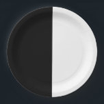 Schwarz-Weiß-Teilung Halbpension Chic-Party Pappteller<br><div class="desc">Anpassen für jedes Ereignis.</div>