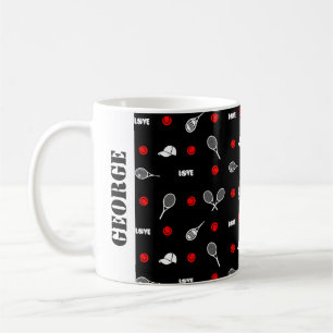 🖤 🎾 Schwarz-Weiß-Tennis 🎾 Kaffeetasse