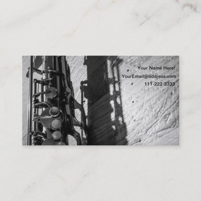 Schwarz-Weiß-Tenor-Saxophon Visitenkarte (Vorderseite)