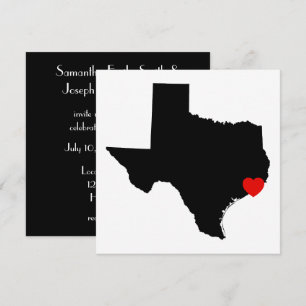 Schwarz-Weiß-Texas-Rotes Herz Hochzeit Einladung
