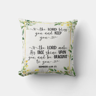 Schwarz-Weiß-Text, der Herr segne Sie Kissen