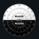 Schwarz-Weiß-Text und solide Farbgestaltung Dartscheibe<br><div class="desc">Dartboard Dartboard Dart Tossing wirft lustige konkurrierende Spiel Set und Wand hängen Kunst Dekoration gedruckt mit Black Gray White Text and Solid Colors Design grafische Kunst Illustration und ausgewählten Produkte Sammlung von TheFabricSeal Print on Demand Shop unter Zazzle.com #ZazzleMade https://www.zazzle.com/store/thefabricseal TheFabricSeal ©️ Original. Diese cool aussehende Design-Illustration beinhaltet einen weißen,...</div>