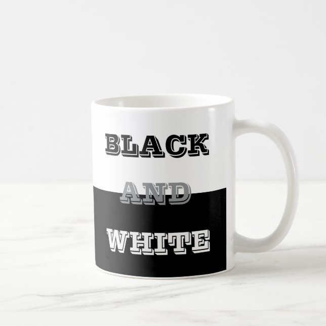 Schwarz-Weiß-Text und solide Farbgestaltung Kaffeetasse (Rechts)