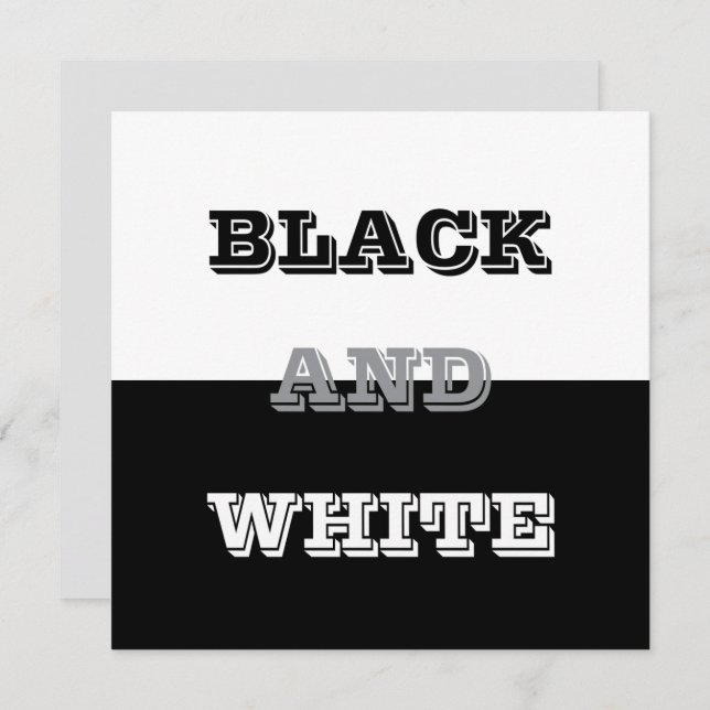 Schwarz-Weiß-Text und solide Farbgestaltung Karte (Vorne/Hinten)