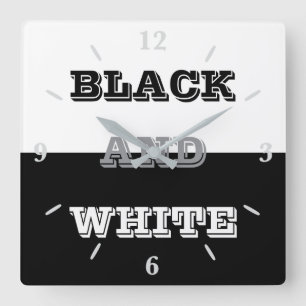 Schwarz-Weiß-Text und solide Farbgestaltung Quadratische Wanduhr