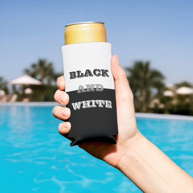 Schwarz-Weiß-Text und solide Farbgestaltung Selters Dosenkühler (In Situ Pool)