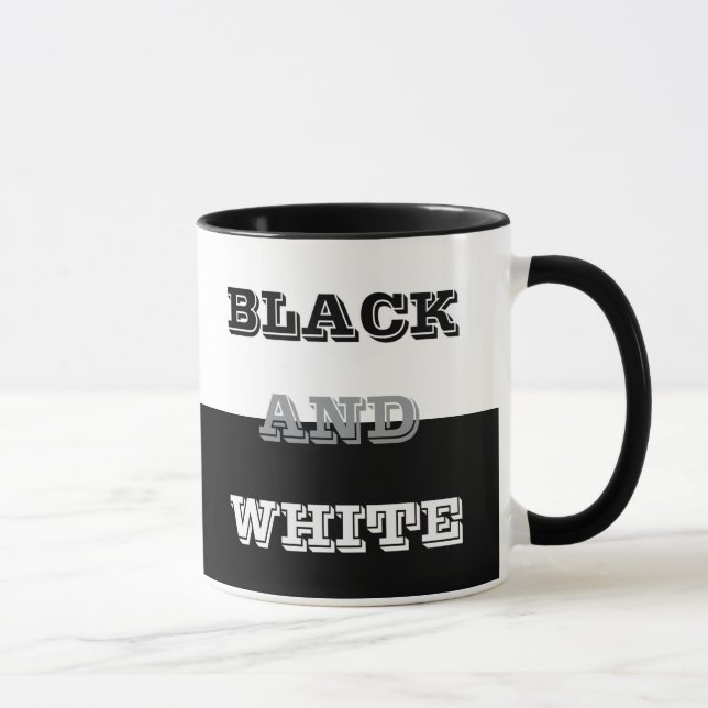 Schwarz-Weiß-Text und solide Farbgestaltung Tasse (Rechts)