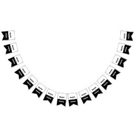 Schwarz-Weiß-Text und solide Farbgestaltung Wimpelkette