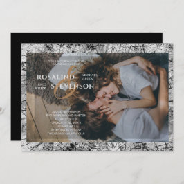 Schwarz-Weiß-Textur-Foto Hochzeit Einladung