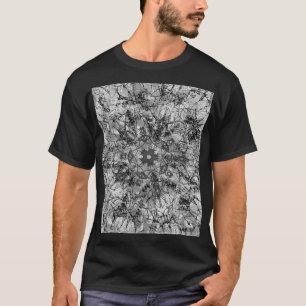 Schwarz-Weiß-Textur Mandala Ornamental Zeichnend T-Shirt