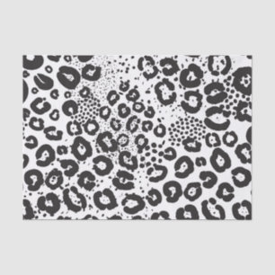 Schwarz Weiß Tierdruck Schneeleopard Gepard Seidenpapier