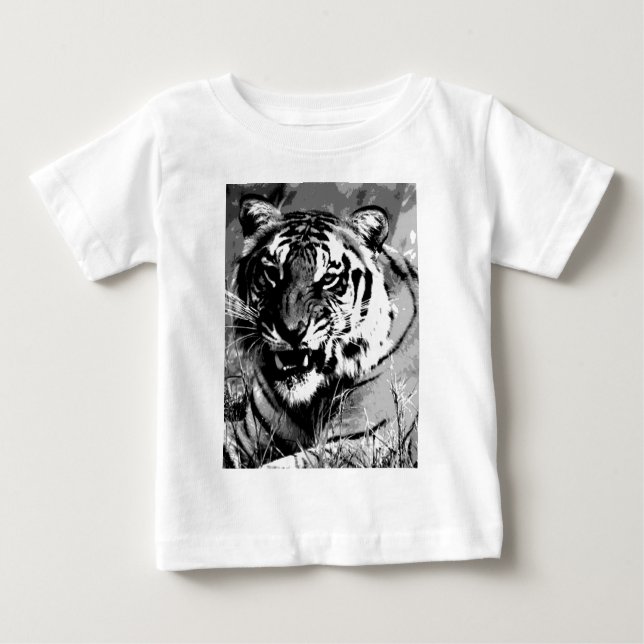 Schwarz-Weiß-Tiger Baby T-shirt (Vorderseite)