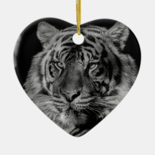 Schwarz-Weiß-Tiger Keramik Ornament
