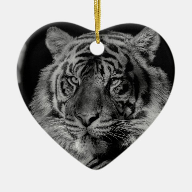 Schwarz-Weiß-Tiger Keramik Ornament (Vorne)