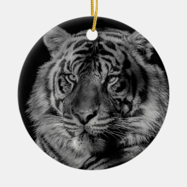 Schwarz-Weiß-Tiger Keramik Ornament (Vorne)