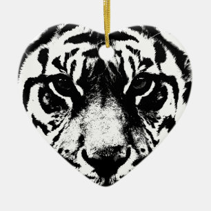 Schwarz-Weiß-Tiger Keramik Ornament
