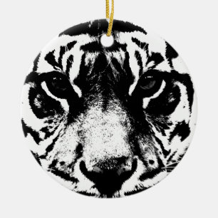 Schwarz-Weiß-Tiger Keramikornament