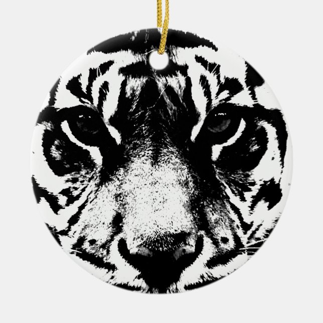 Schwarz-Weiß-Tiger Keramikornament (Vorne)