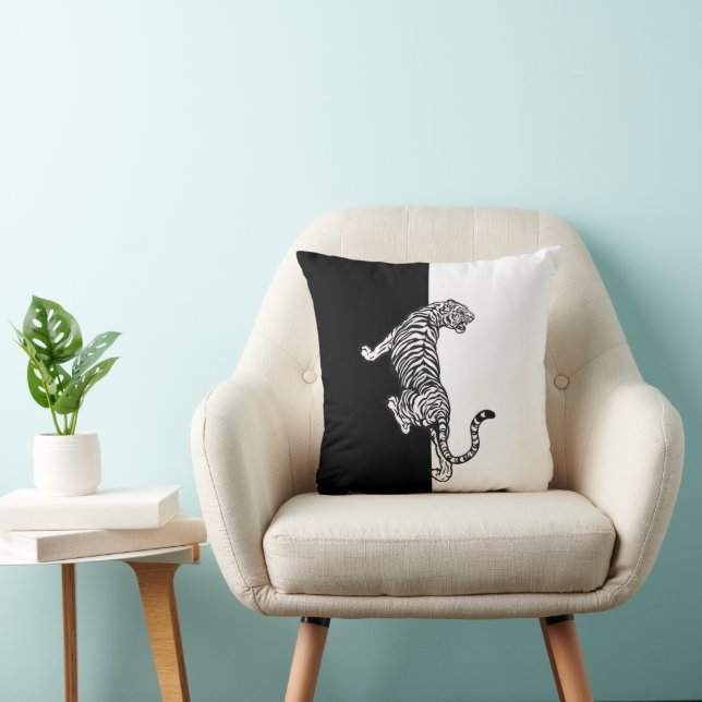 Schwarz-weiß Tiger Kissen (Stuhl )