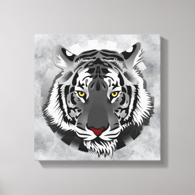 Schwarz-Weiß-Tiger Leinwanddruck (Vorderseite)