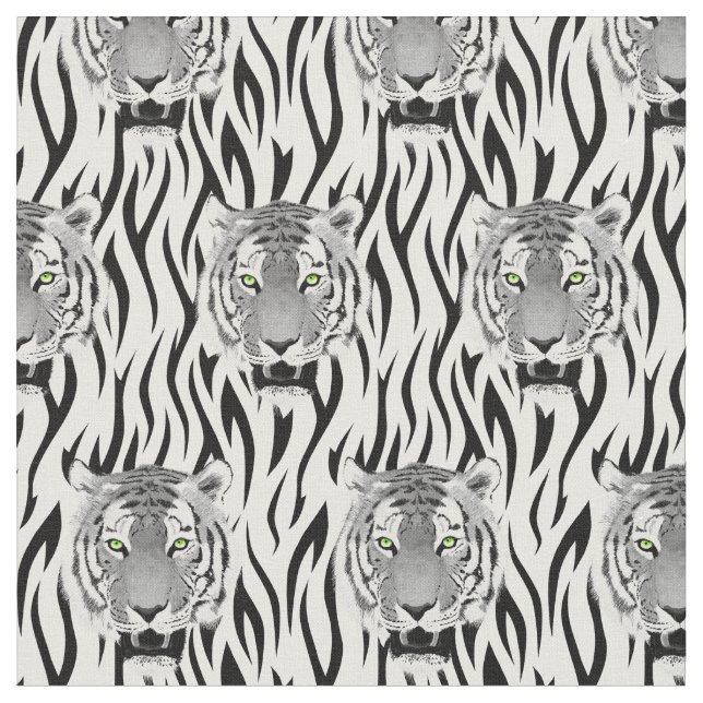 Schwarz-Weiß-Tiger mit Streifen Stoff (Nahaufnahme)