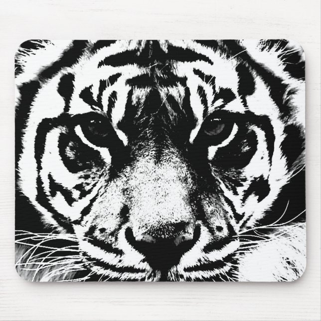 Schwarz-Weiß-Tiger Mousepad (Vorne)