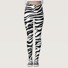 Schwarz/Weiß Tiger Print, Frauen Leggings