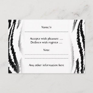 Schwarz-Weiß Tiger Print. Tigermuster RSVP Karte