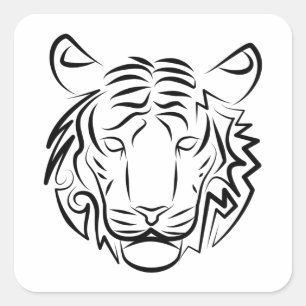 Schwarz-Weiß-Tiger Quadratischer Aufkleber