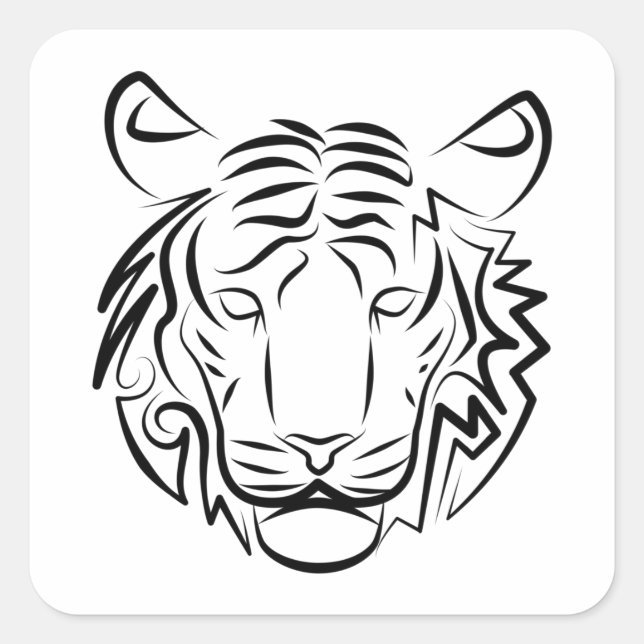 Schwarz-Weiß-Tiger Quadratischer Aufkleber (Vorderseite)