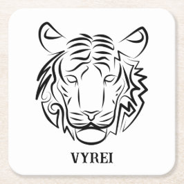 Schwarz-Weiß-Tiger Rechteckiger Pappuntersetzer